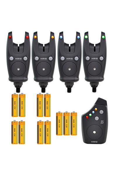 HIRISI مجموعة إنذار صيد سمك الشبوط S5-4 مع بطارية لاسلكية مقاومة للماء، إنذار...