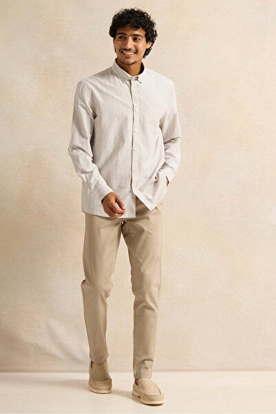 REDTAG Men Grey Mandarin Casual Shirt