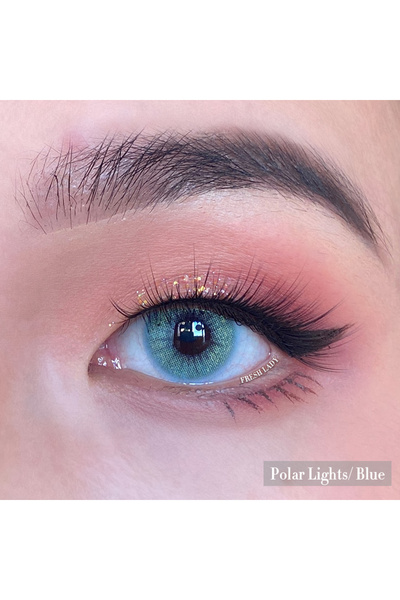 Fresh Lady Polar Lights Blue Turquoise colored contact lenses, complete package with solution and case