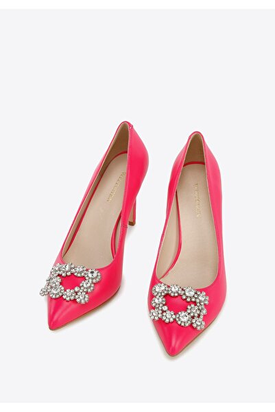 Wittchen Tocuri înalte din piele pentru femei cu cataramă roz strălucitoare, ...