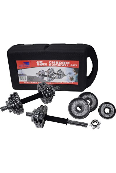 SKY LAND Chrome Dumbbell Set EM-9227-15 Adjustable Free Weights for Home Gym Strength Training