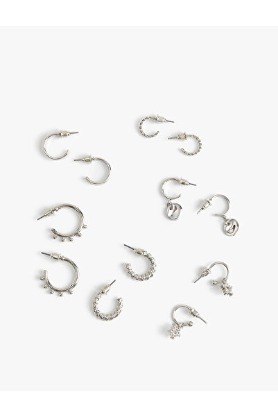 Koton Çelik Karışımlı Charm Detaylı 6'lı Halka Küpe Seti