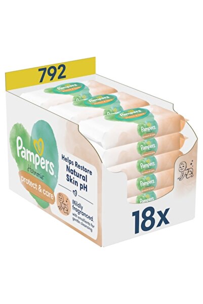 Pampers Șervețele umede Harmonie Protect & Care, 18 pachete x 44, 792 buc.