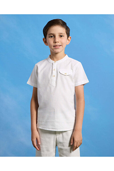 REDTAG قميص كورتا أكسفورد أبيض بأكمام قصيرة للأولاد