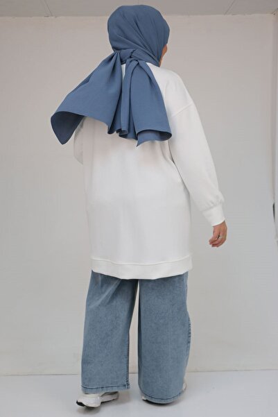 Eslina 58133 Plus Size Modal Tunic with Kangaroo Pocket - Ecru