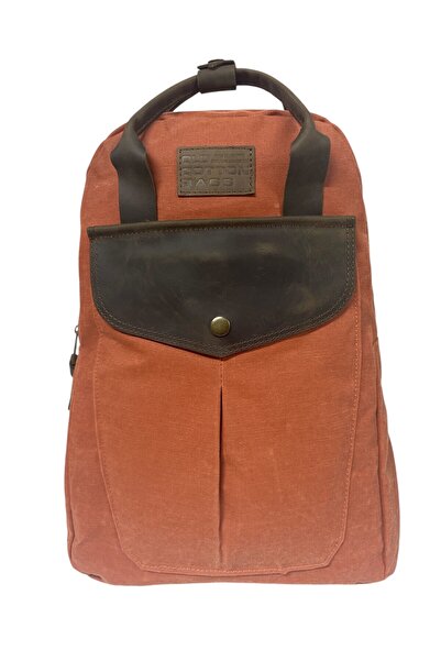 Old Cotton Vintage Leather Canvas Waterproof Disayn Unisex Excursion School Camping Travel Backpack 28X39Cm