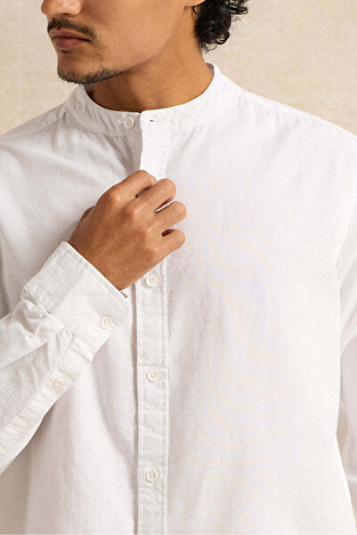 REDTAG Men White Mandarin Casual Shirt