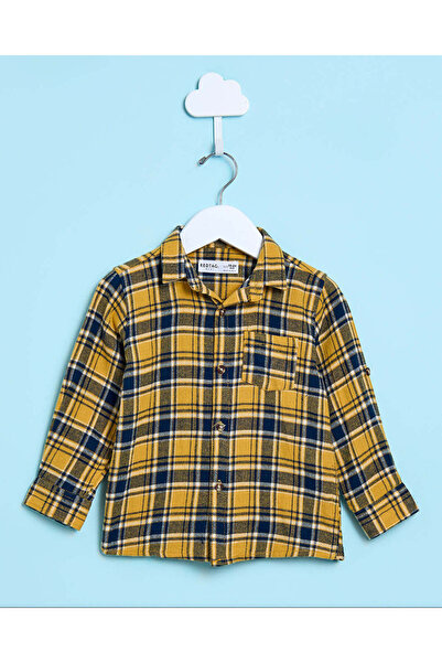 REDTAG Infant Boys Mustard And Black Checked Shirt