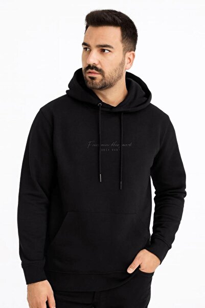 Markova Ön Yazı Baskılı Uzun Kollu Pamuk Karışımlı Kanguru Cepli Kapşon 762