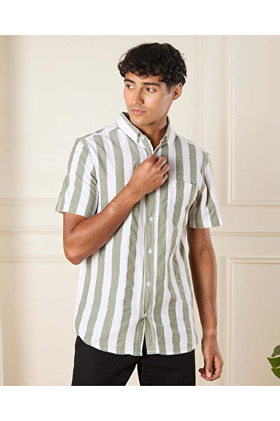 REDTAG Men White Striped Casual Shirt