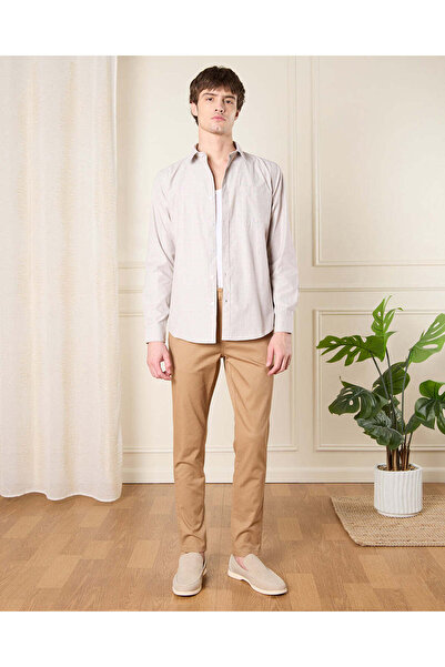 REDTAG Men Grey Striped Shirt