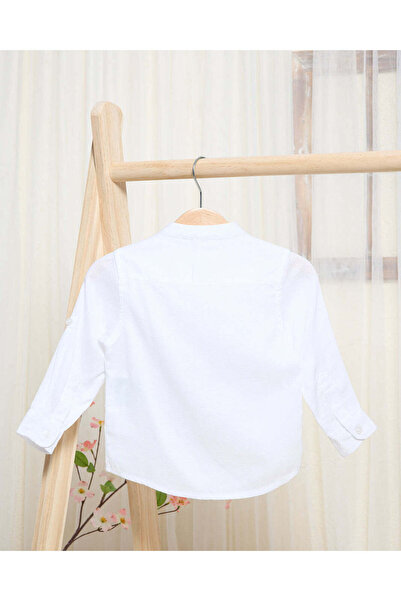 REDTAG Infant Boys White Half Button Dobby Mandarin Kurta