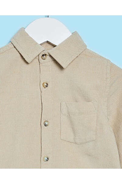 REDTAG Infant Boys Beige Cordroy Long Sleeves Shirts