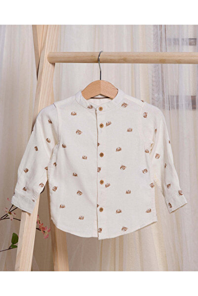 REDTAG Infant Boys Cream Printed Shirt
