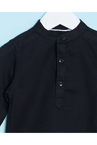 REDTAG Infant Boys Black Dobby Shirt