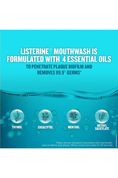 Listerine Listerine Fresh Mint Mouthwash, 2 x 500ml - 24-hour protection, fresh mint flavor