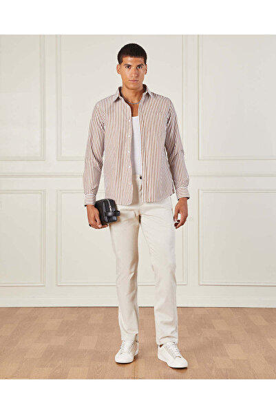 REDTAG Men Brown Striped Formal Shirt