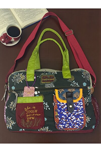Old Cotton Vintage Casual Multicolor Small Travel Travel Shoulder Handbag 31Cmx44Cm