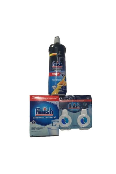 Finish Pachet – Agent de clătire cu lămâie 800 ml, Sare pentru mașina de spăl...