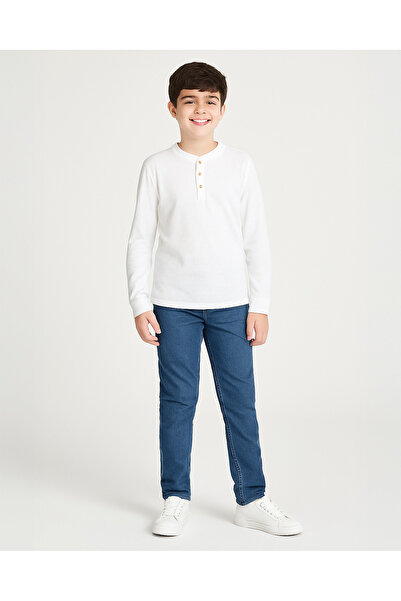 REDTAG Senior Boys White Ribbed Shirt