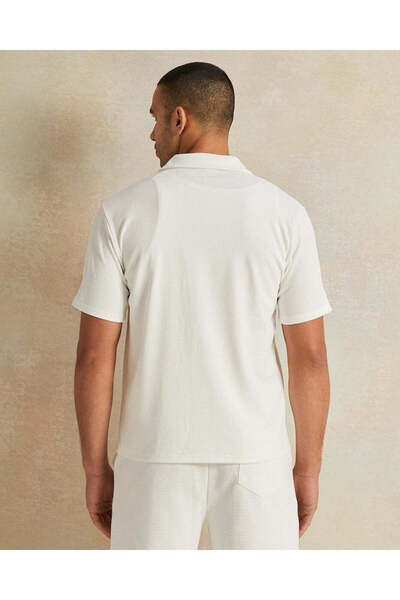 REDTAG Men White Jacquard Short Sleeve Shirt
