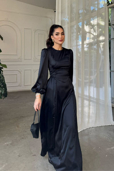 Sindimoda Irmak Μακρύ βραδινό φόρεμα με λεπτομέρεια δεσίματος στο πλάι 9360