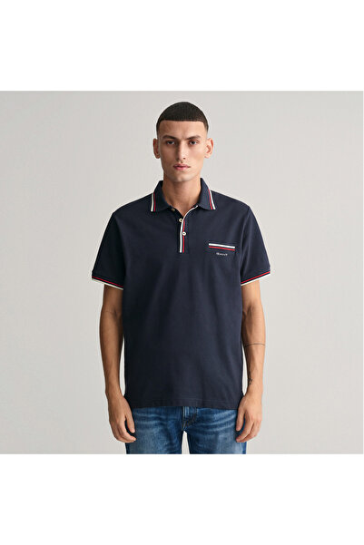Gant Erkek Lacivert Regular Fit Çizgili Polo