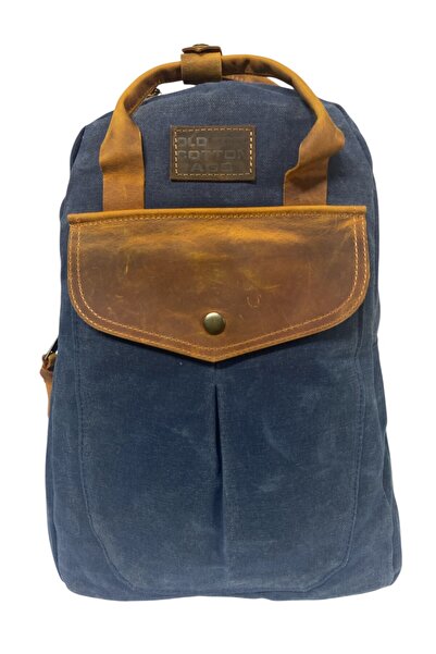 Old Cotton Vintage Leather Canvas Waterproof Disayn Unisex Excursion School Camping Travel Backpack 28X39Cm