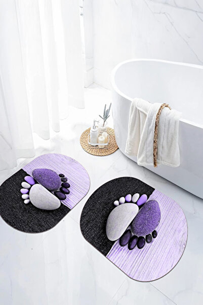 EVİMSEN Set de scaune pentru toaletă cu covoraș de baie oval, lavabil, cu mod...