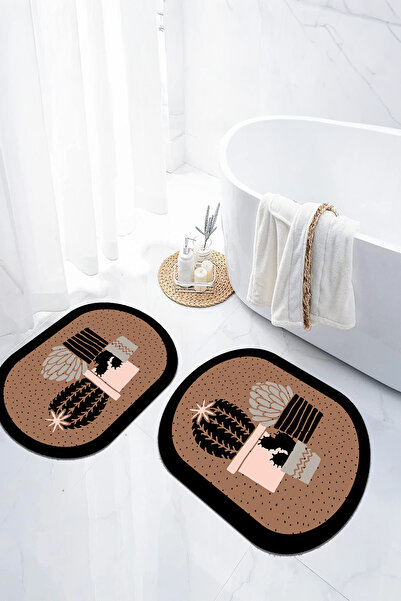 EVİMSEN Set de scaune pentru toaletă cu covoraș de baie oval, lavabil, cu mod...