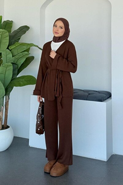 Şulemoda Giyim طقم حزام ألفا بني اللون