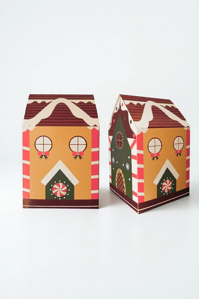 OLİ Art Yılbaşı Ev Kutu Kahvei Desen Çatı 12 Adet - 8.5x9.5x14 cm – Hediye Ku...