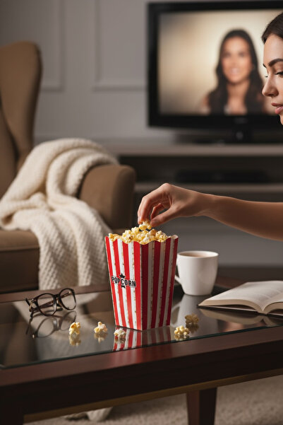 Poros Store Popcorn Box (Corn, Chips Box) 4 Pieces Midi Size