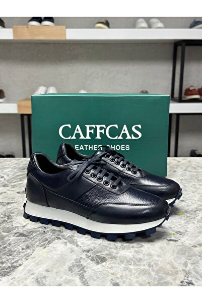 Caffcas Hakiki Deri Lacivert Spor Casual Erkek Ayakkabı Torr-01