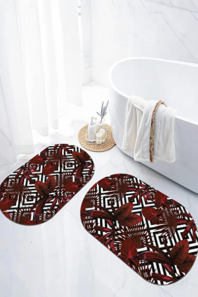 EVİMSEN Set de scaune pentru toaletă cu covoraș de baie oval, cu model de fru...