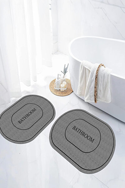 EVİMSEN Covoraș de baie oval cu scris pentru baie, cu bază digitală anti-alun...