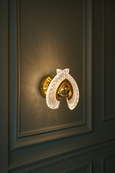 burenze Modern Luxury Tasarım Oynar Başlıklı Elektrikli Ledli Duvar Apliği Gold Sarı Led Aplik