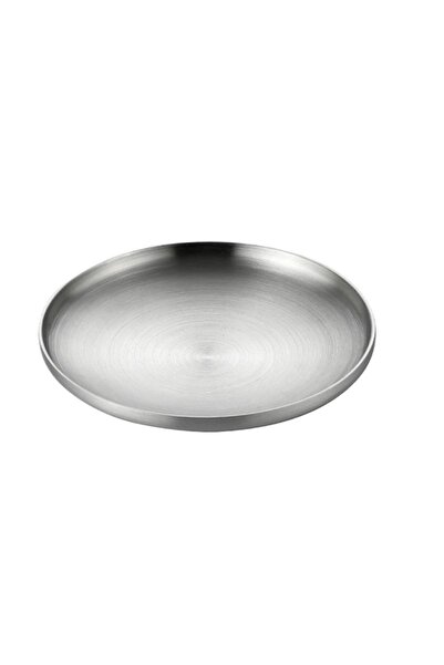 Choice 23CM 304 Stainless Steel Round Plate, Double-Walled Insulated Dinner Plate, Plates for Snack, Dishes