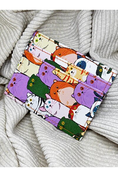 bijoux uniques Colorful Cat Pattern Card Holder Wallet