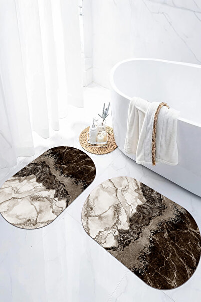 EVİMSEN Set de scaune pentru toaletă cu covoraș de baie oval, lavabil, cu mod...