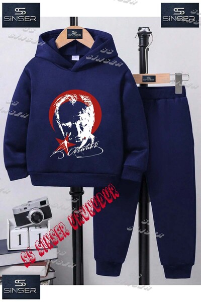SS SİNSER Children's Unisex Special Printed Hooded Tracksuit Set with the Wor...