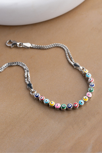 Two Arts Nazar Boncuklu Bileklik | 925 Ayar Gümüş / 14 Ayar Altın Kaplama