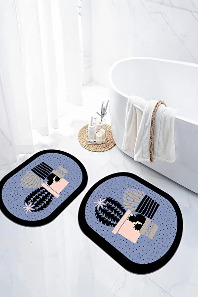 EVİMSEN Set de scaune pentru toaletă cu covoraș de baie oval, lavabil, cu mod...