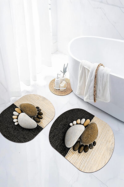 EVİMSEN Set de scaune pentru toaletă cu covoraș de baie oval, lavabil, cu mod...