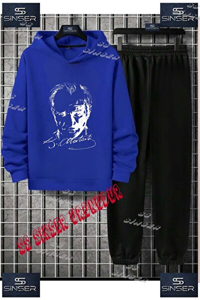 SS SİNSER Children's Unisex'Ataturk Signed White' Special Printed Hooded Trac...