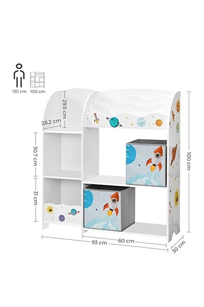 SONGMICS Raft organizare jucarii copii, Songmics, Alb-Gri, 93.0x30.0x100.0 cm