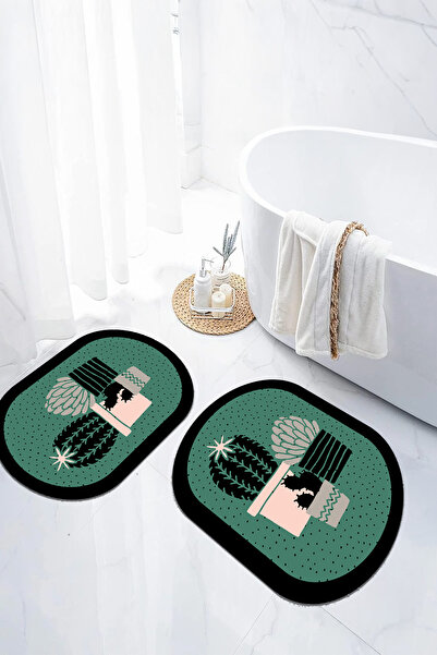 EVİMSEN طقم مقعد المرحاض بقاعدة رقمية مضادة للانزلاق وقابلة للغسل بنمط الصبار...