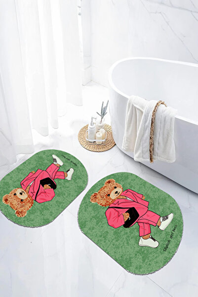 EVİMSEN Set de scaune pentru toaletă cu covoraș de baie oval, lavabil, cu mod...