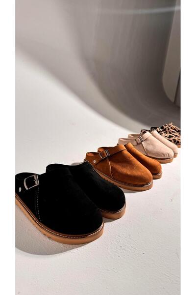 Eataly Shoes Boston Black Suede Thick Sole Slippers