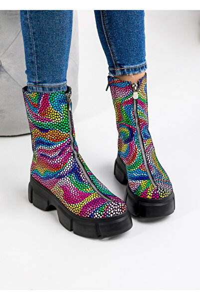 starlike Women's boots, natural leather, multicolor, POL102